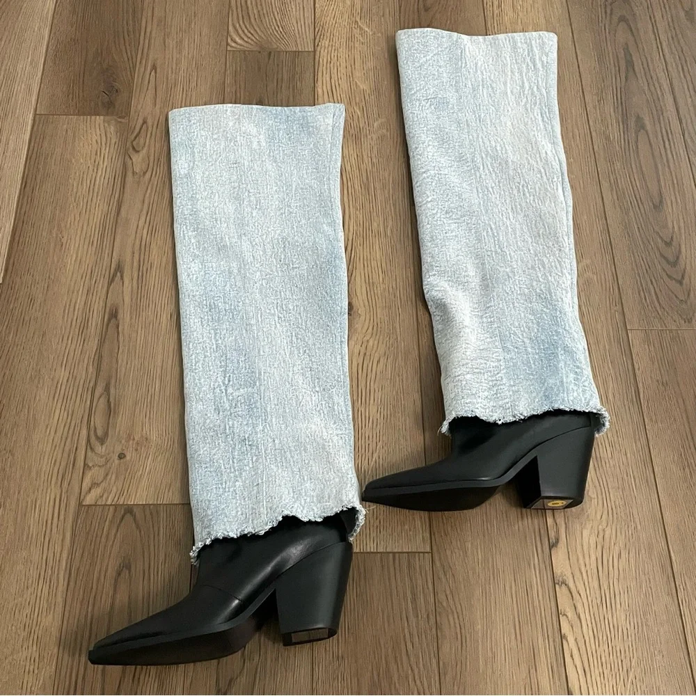 Azalea Wang Brynlee Denim‎ Western Boot NEW